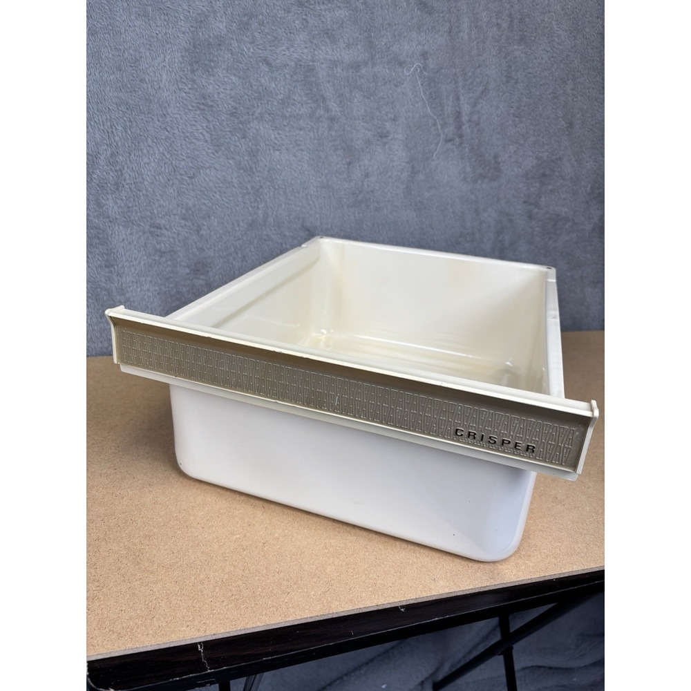 Vintage Cream‎ Colored Enamel Metal Refrigerator Crisper Drawer,1960's